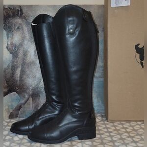 SmartPak Girls Eliza Synthetic Black Knee High Zip Equestrian Riding Boots NIB